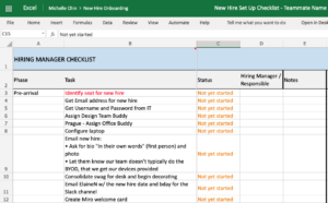 Example checklist for new hire onboarding